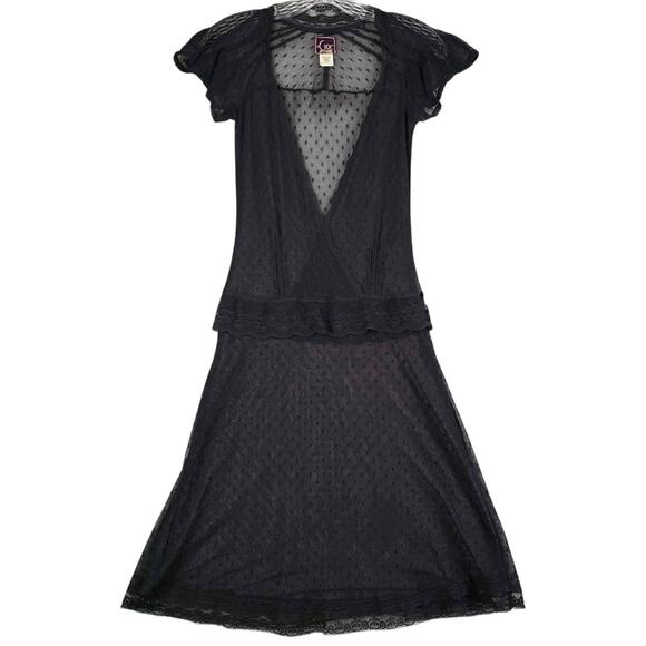 Lux Dress Vintage Black Lace Sheer Swing Women’s Size XS Grunge Fairy Goth - Picture 3 of 8